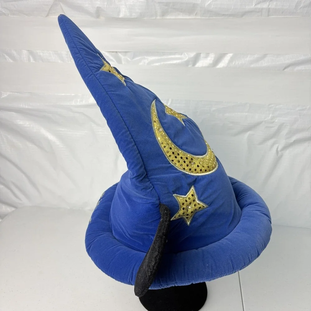 Walt Disney World Fantasia Blue & Gold Flashing Light Sorcerer Wizard Hat
